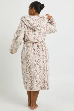 Robe De Chambre Longue À Casynthétiqueche En Polaire Imprimé Zèbre Grande Taille