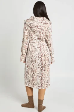 Robe De Chambre Longue À Casynthétiqueche En Polaire Imprimé Zèbre
