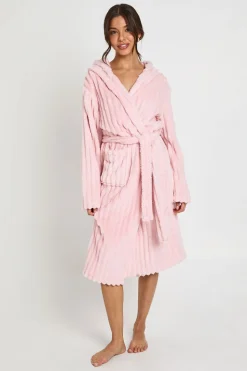 Robe De Chambre Longue À Casynthétiqueche En Polaire Côtelée