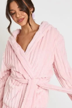 Robe De Chambre Longue À Casynthétiqueche En Polaire Côtelée