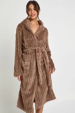Robe De Chambre Longue À Casynthétiqueche En Polaire Côtelée