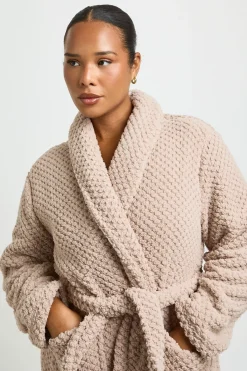 boohoo Robe De Chambre Longue En Polaire Gaufrée Grande Taille<Femme Pyjamas