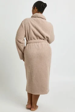 boohoo Robe De Chambre Longue En Polaire Gaufrée Grande Taille<Femme Pyjamas