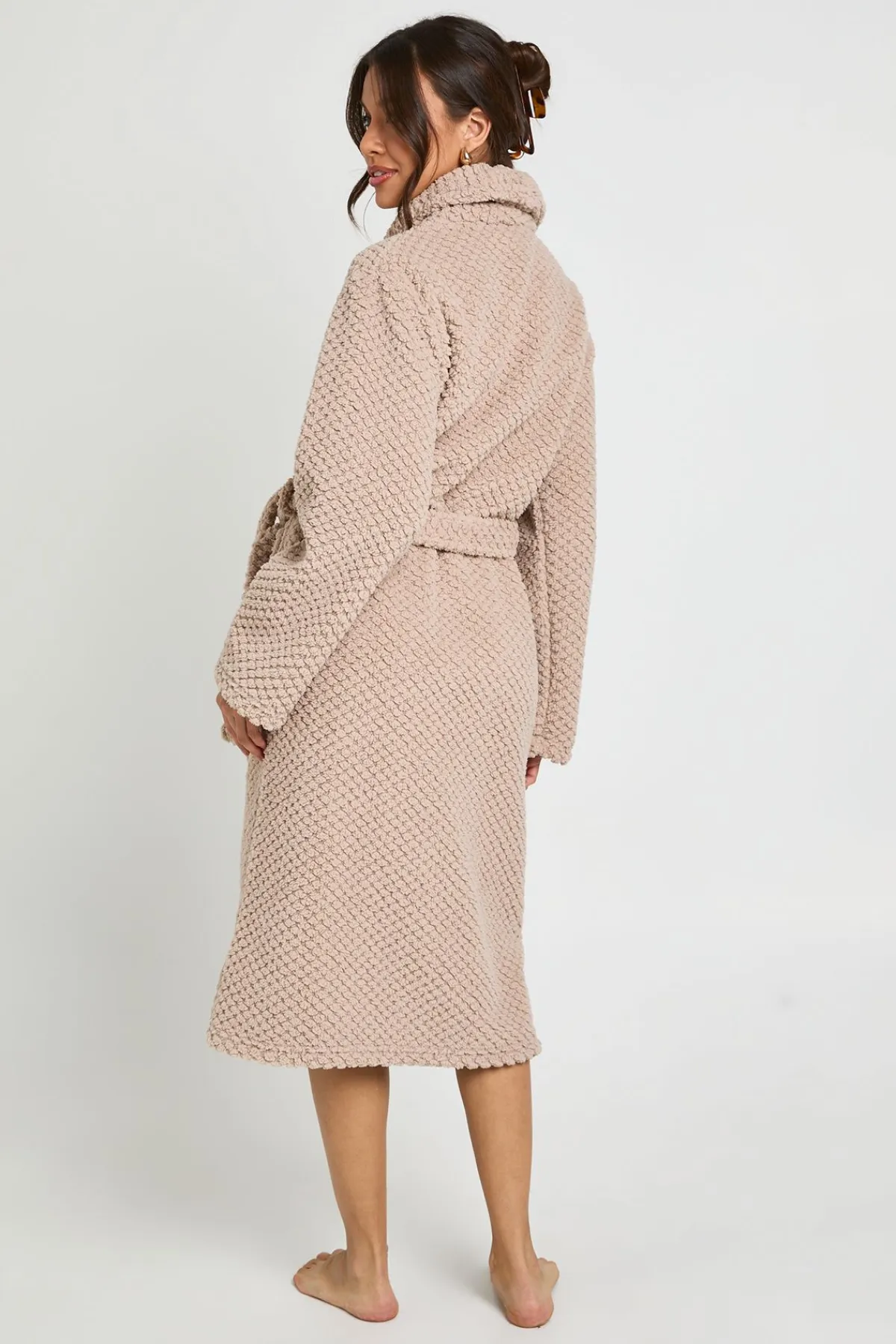 boohoo Robe De Chambre Longue En Polaire Gaufrée<Femme Pyjamas