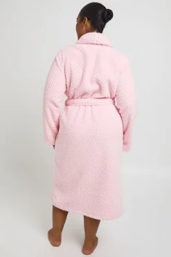 boohoo Robe De Chambre Longue En Polaire Gaufrée Grande Taille<Femme Pyjamas
