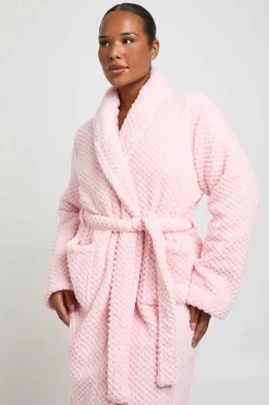 boohoo Robe De Chambre Longue En Polaire Gaufrée Grande Taille<Femme Pyjamas