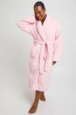 boohoo Robe De Chambre Longue En Polaire Gaufrée Grande Taille<Femme Pyjamas