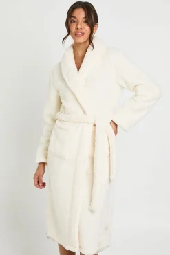 Robe De Chambre Longue En Polaire Sherpa