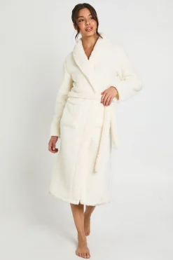 Robe De Chambre Longue En Polaire Sherpa