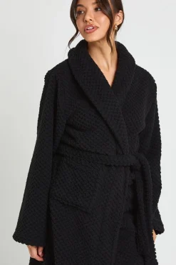 boohoo Robe De Chambre Longue En Polaire Gaufrée<Femme Pyjamas