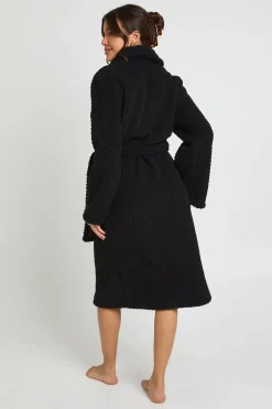 boohoo Robe De Chambre Longue En Polaire Gaufrée<Femme Pyjamas