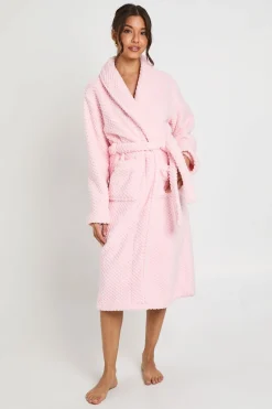 boohoo Robe De Chambre Longue En Polaire Gaufrée<Femme Pyjamas