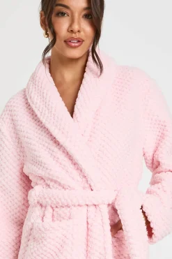 boohoo Robe De Chambre Longue En Polaire Gaufrée<Femme Pyjamas