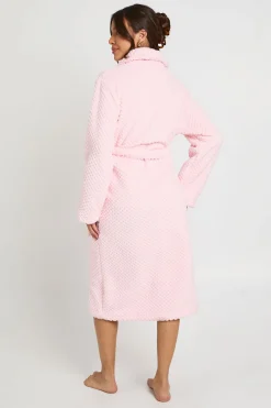 boohoo Robe De Chambre Longue En Polaire Gaufrée<Femme Pyjamas