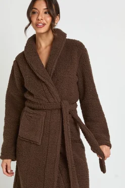 Robe De Chambre Longue En Polaire Sherpa