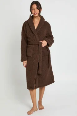 Robe De Chambre Longue En Polaire Sherpa