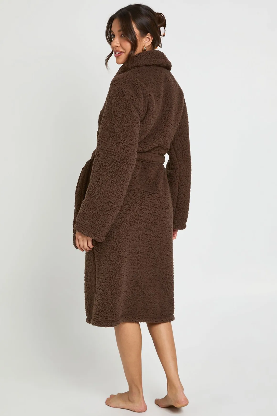 Robe De Chambre Longue En Polaire Sherpa