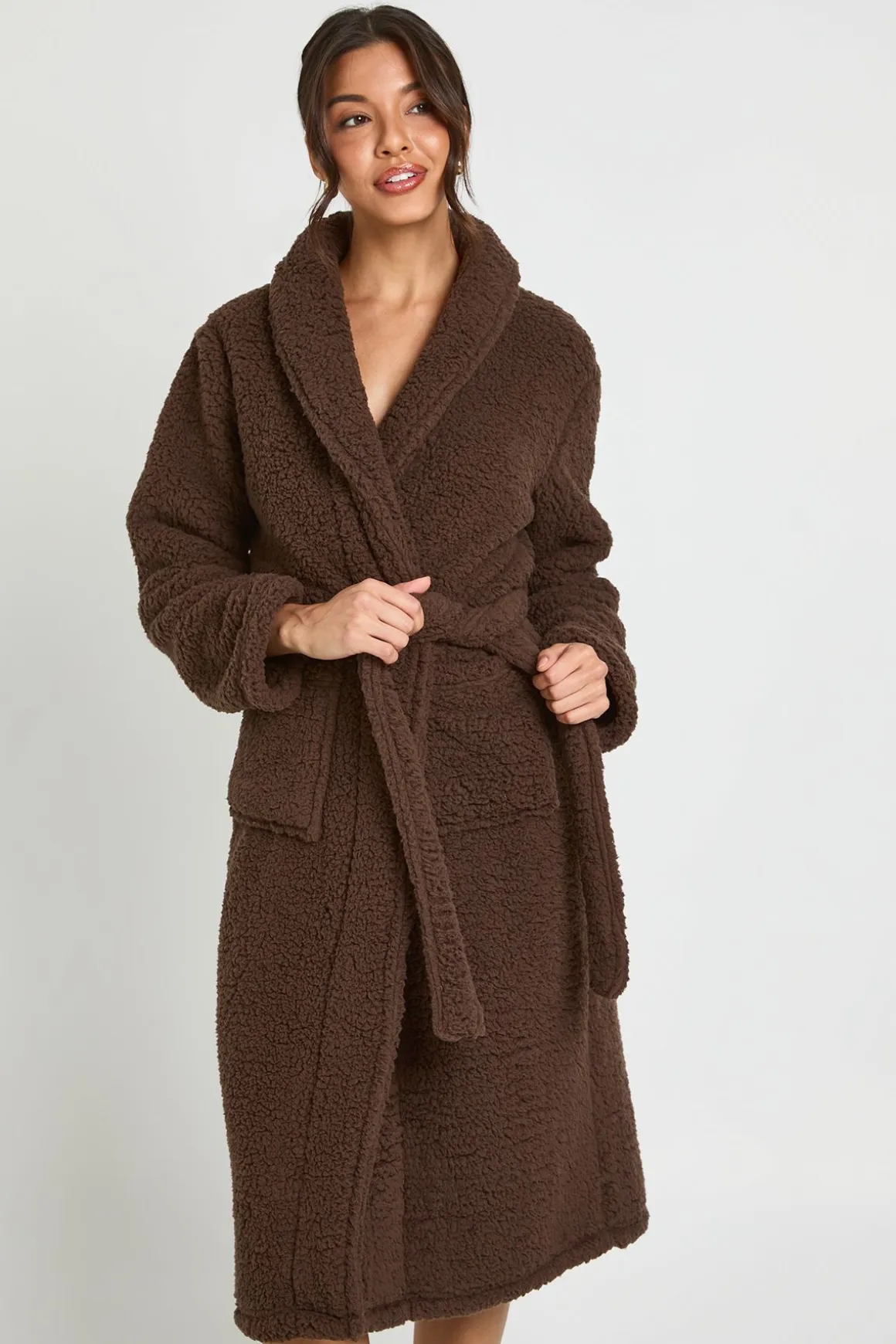 Robe De Chambre Longue En Polaire Sherpa