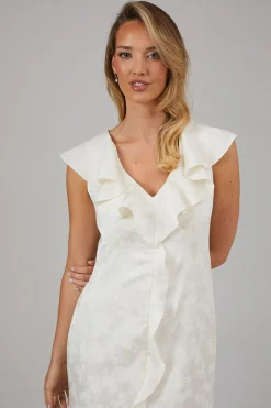 Oasis Robe de Demoiselle d'Honneur à Col V avec Volants en Jacquard Satiné<Femme Robes Demoiselles D'Honneur|Satin Et Dentelle
