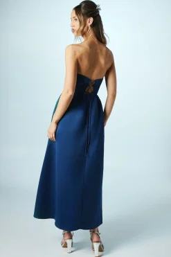 Robe de Demoiselle d'Honneur Corset Satiné Structuré