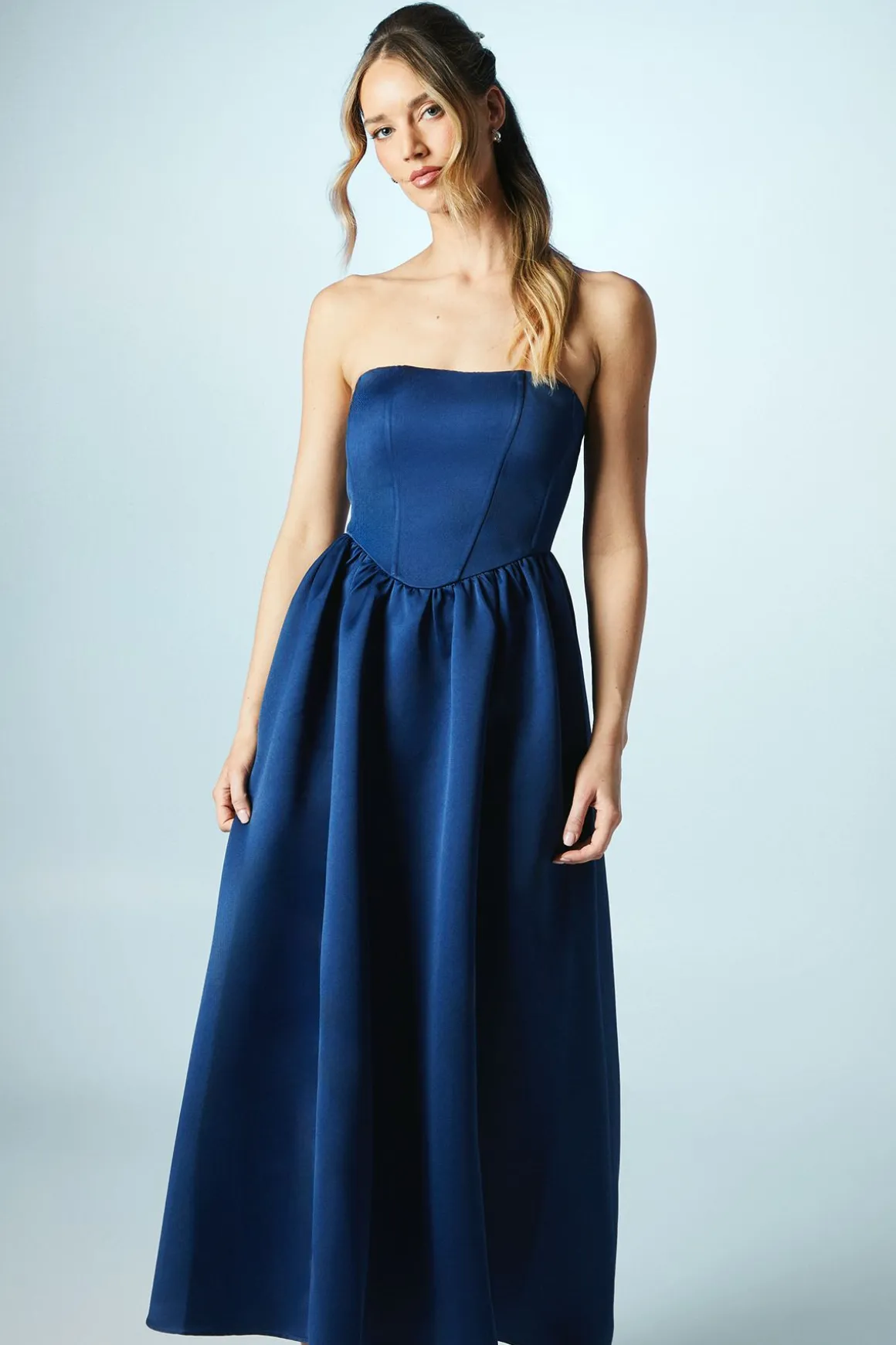 Robe de Demoiselle d'Honneur Corset Satiné Structuré