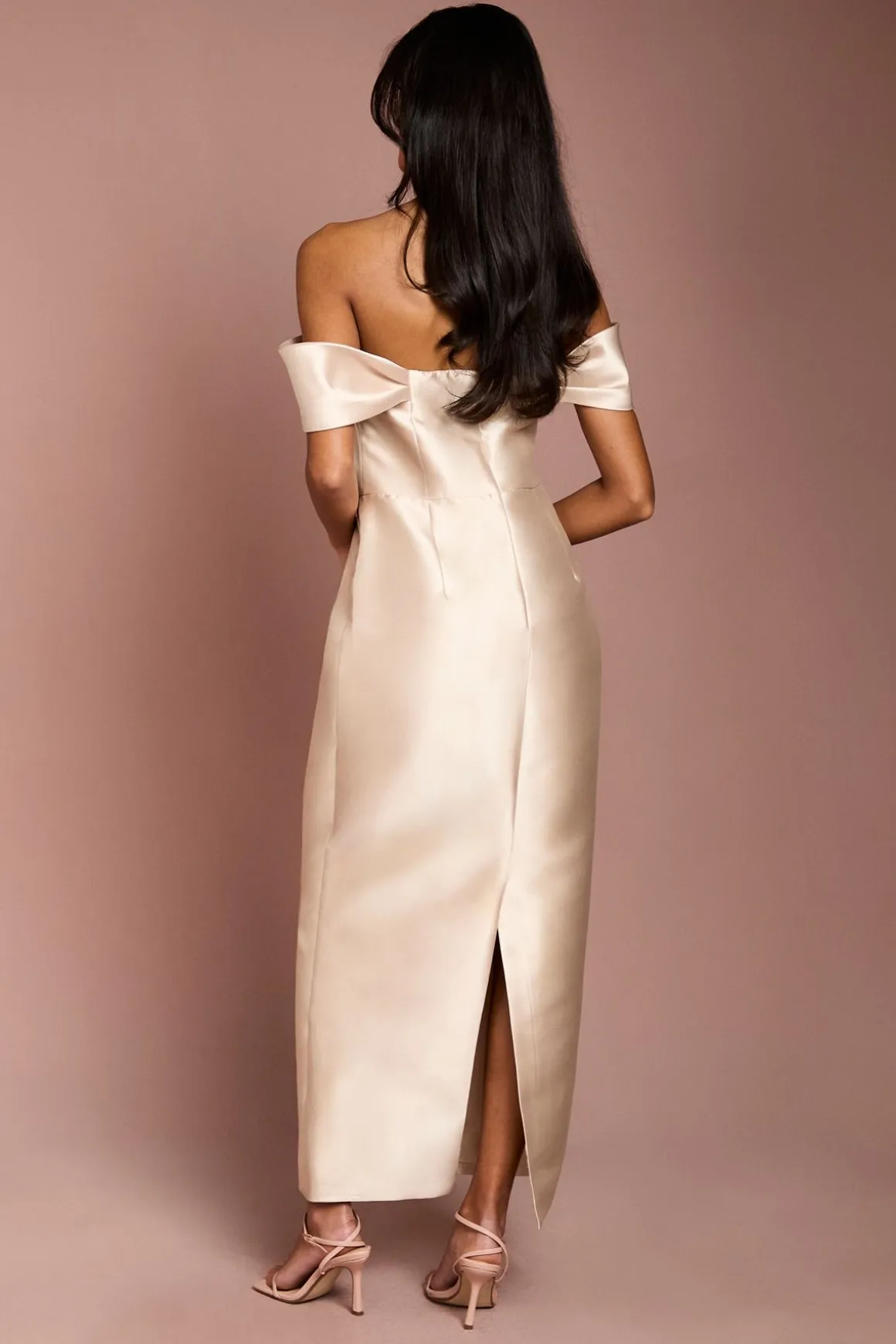 Robe de Demoiselle d'Honneur Coast Honoured Petite Twill Bardot Colonne Mi-Longue