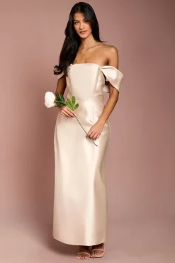 Robe de Demoiselle d'Honneur Coast Honoured Petite Twill Bardot Colonne Mi-Longue