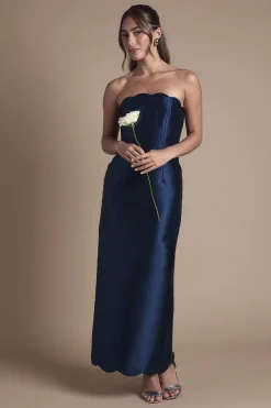 Coast Robe de Demoiselle d'Honneur Honoured Twill Bardot Colonne Mi-Longue<Femme Toutes Les Robes|Robes Demoiselles D'Honneur