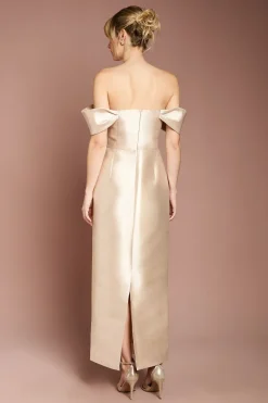 Coast Robe de Demoiselle d'Honneur Honoured Twill Bardot Colonne Mi-Longue<Femme Toutes Les Robes|Robes Demoiselles D'Honneur