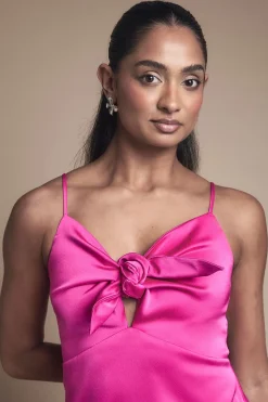 Robe de Demoiselle d'Honneur à Détails Liens et Bretelles