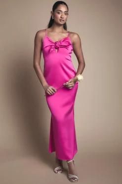 Robe de Demoiselle d'Honneur à Détails Liens et Bretelles