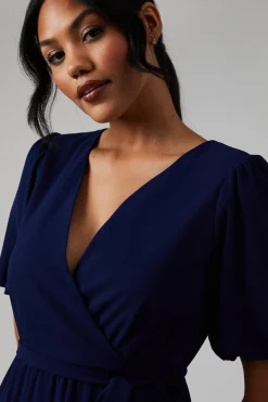 Oasis Robe de Demoiselle d'Honneur en Georgette à Col V et Manches Bouffantes Étagée<Femme Toutes Les Robes|Robes Demoiselles D'Honneur