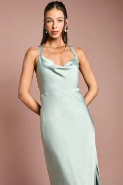 Oasis Robe de Demoiselle d'Honneur en Satin à Bretelles Croisées et Dos Noué<Femme Robes Demoiselles D'Honneur|Robes Mi-Longues