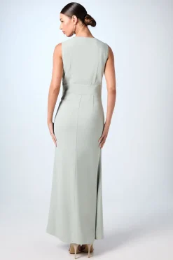 Robe de Demoiselle d'Honneur en Crêpe à Col V et Couture Empire