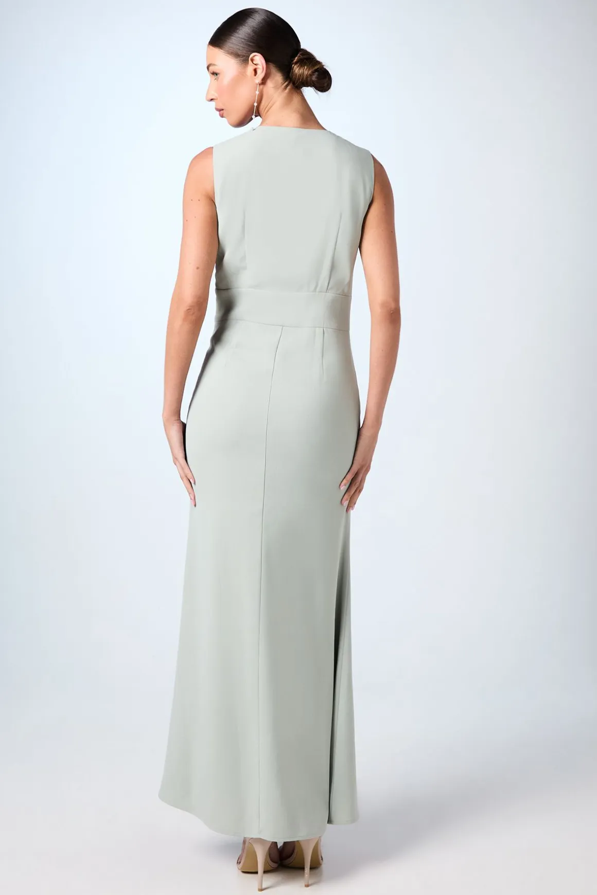 Robe de Demoiselle d'Honneur en Crêpe à Col V et Couture Empire