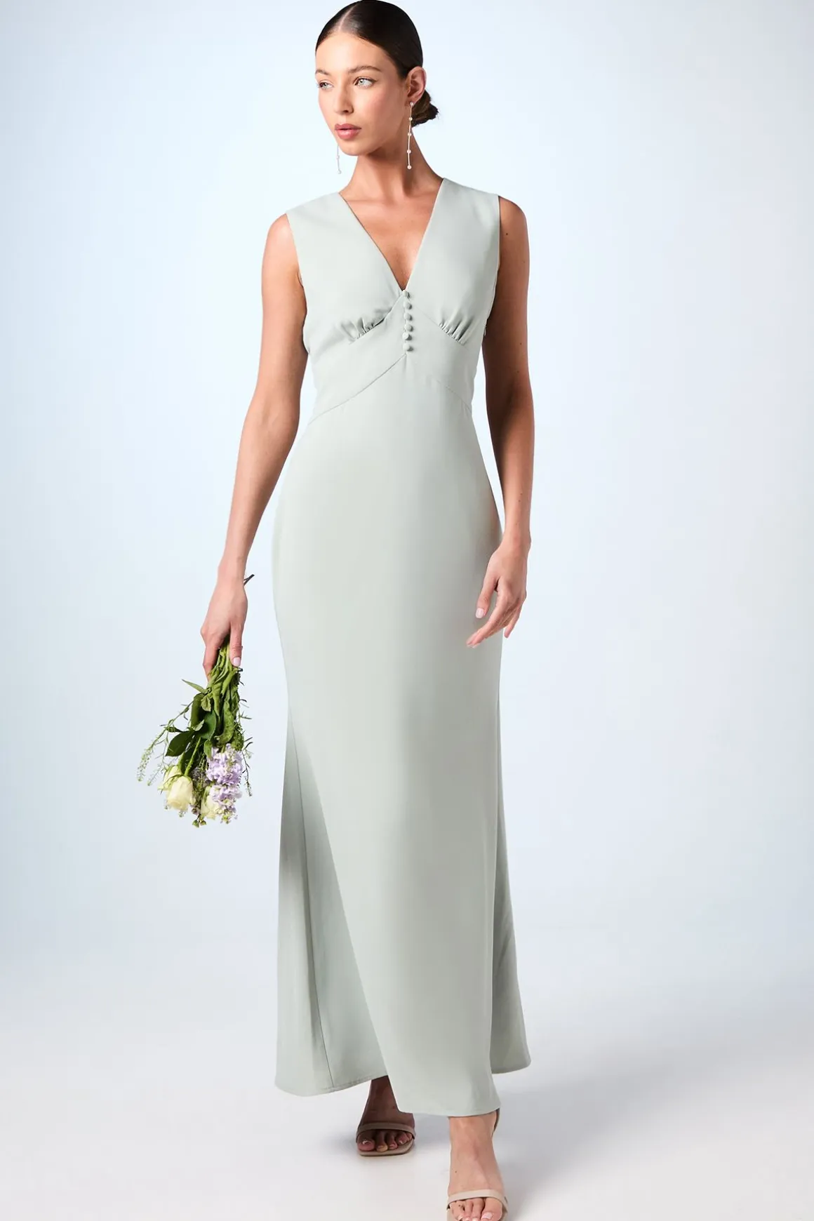 Robe de Demoiselle d'Honneur en Crêpe à Col V et Couture Empire