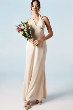 Robe de Demoiselle d'Honneur en Satin à Encolure Américaine