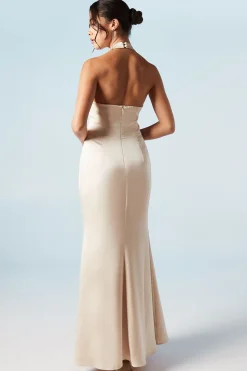 Robe de Demoiselle d'Honneur en Satin à Encolure Américaine