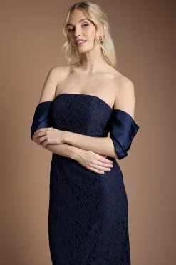 Robe de Demoiselle d'Honneur en Dentelle à Épaules Dénudées
