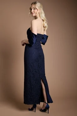 Robe de Demoiselle d'Honneur en Dentelle à Épaules Dénudées