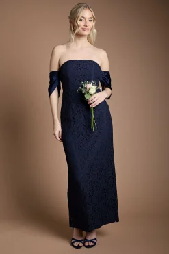 Robe de Demoiselle d'Honneur en Dentelle à Épaules Dénudées