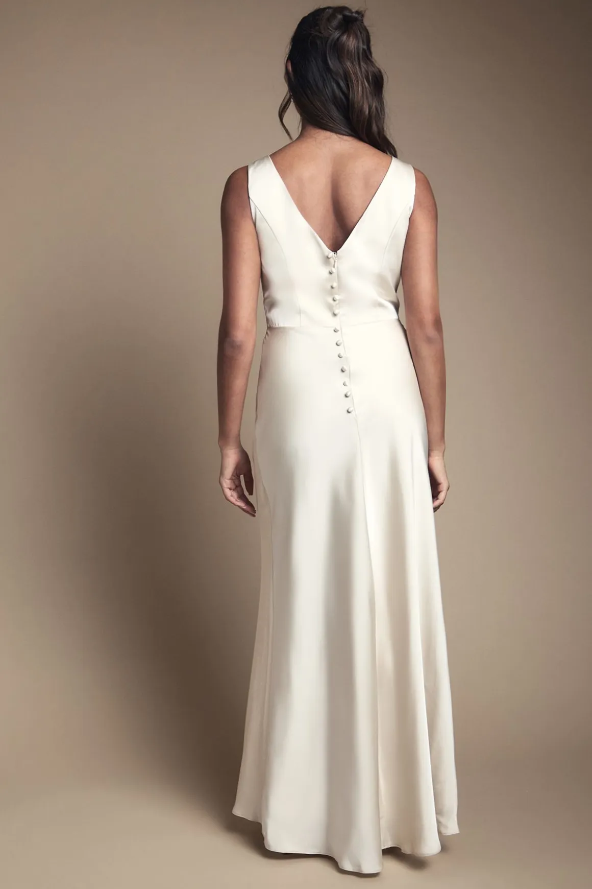 Robe de Demoiselle d'Honneur en Satin Sans Manches