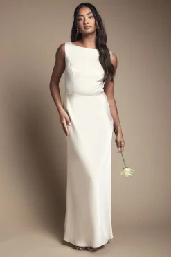 Robe de Demoiselle d'Honneur en Satin Sans Manches