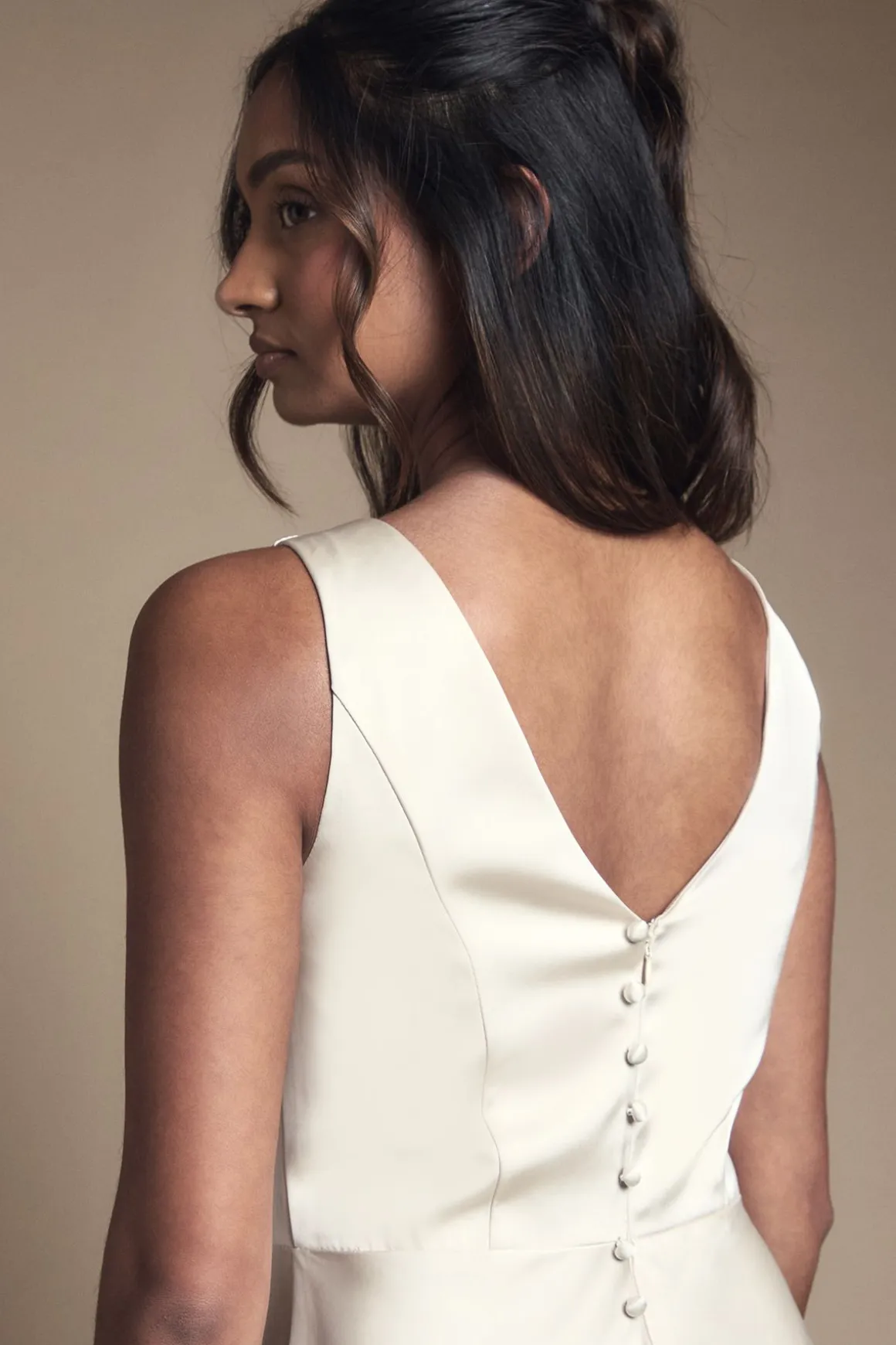 Robe de Demoiselle d'Honneur en Satin Sans Manches
