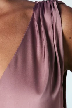 Robe de Demoiselle d'Honneur en Satin à Col en V