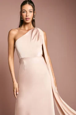 Coast Robe de Demoiselle d'Honneur en Satin à Une Épaule avec Drapé en Mousseline<Femme Robes Demoiselles D'Honneur|Satin Et Dentelle