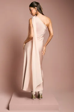 Coast Robe de Demoiselle d'Honneur en Satin à Une Épaule avec Drapé en Mousseline<Femme Robes Demoiselles D'Honneur|Satin Et Dentelle