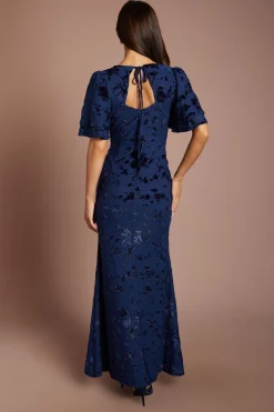 Robe De Demoiselle D'honneur En Mesh Dévoré À Manches Papillon