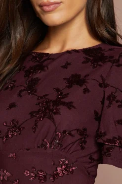 Robe De Demoiselle D'honneur En Mesh Dévoré À Manches Ange