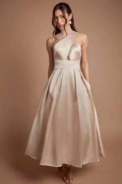 Robe de Demoiselle d'Honneur en Sergé à Col Croisé